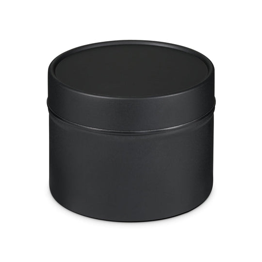 Black seamless tin packaging with slip lid with product code T0776.