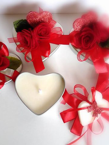 Heart shaped candle tins.